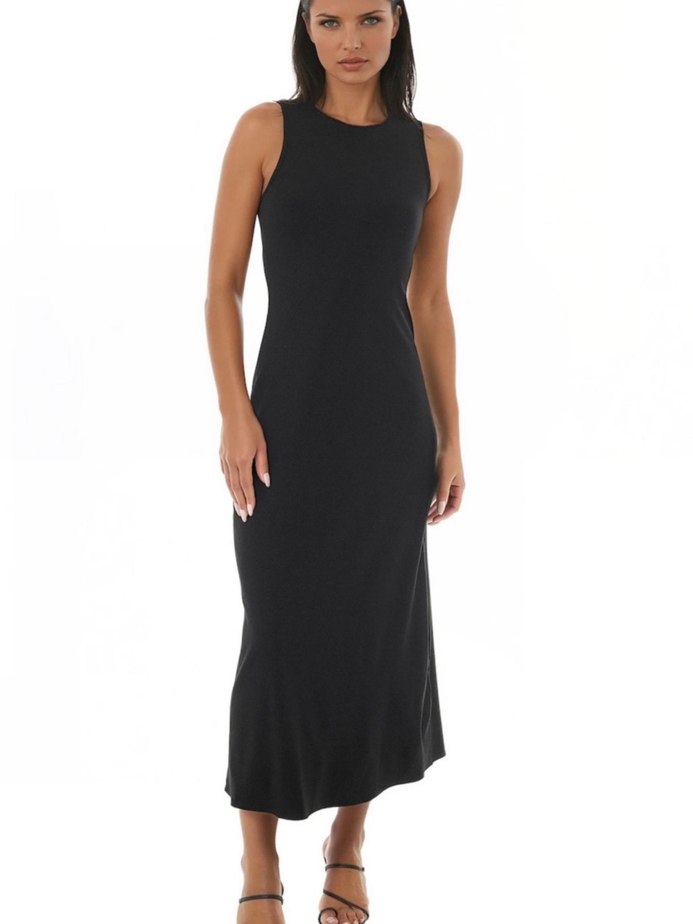 Bebe Rib A-Line Maxi Dress – Black | XL | Made in USA